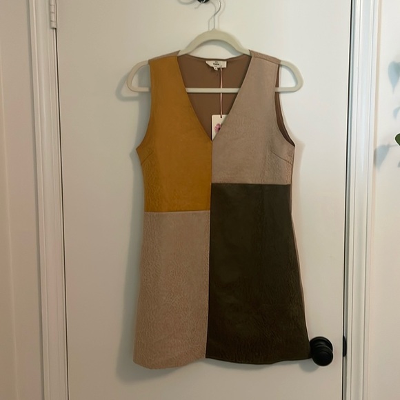 Entro Color Block Fall Mini Dress Brown and Orange NWT - Picture 1 of 5
